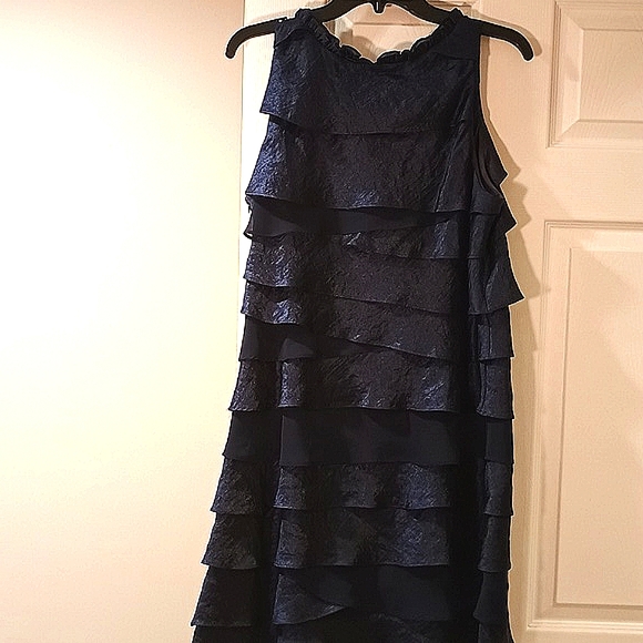 S.L. Fashions multi ruffles layered navy dress - Picture 3 of 8